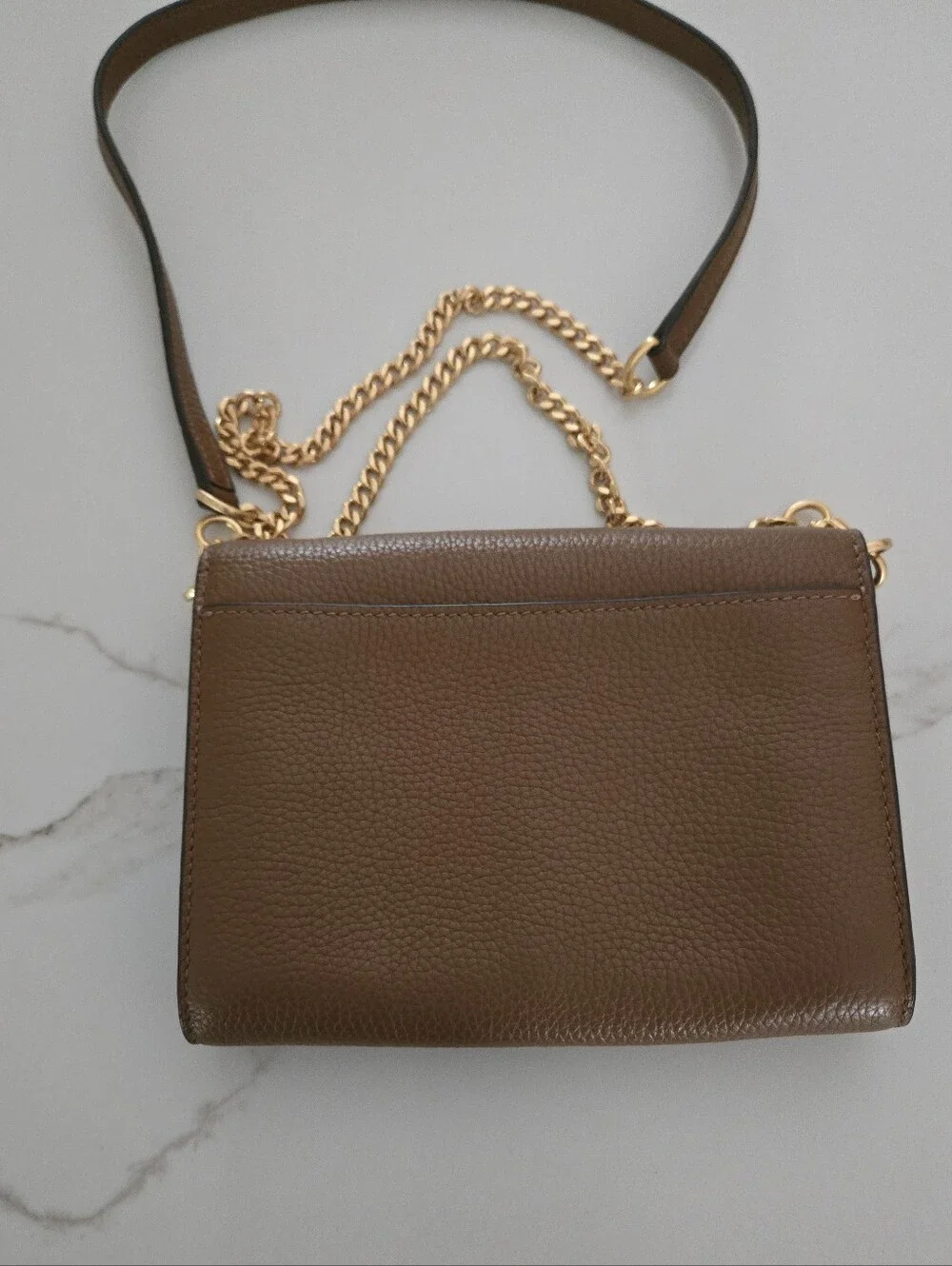 Tory Burch Brown Leather Crossbody with Gold Logo